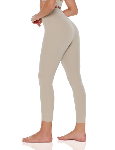 ENERBLOOM Womens Yoga Leggings Workout Tights Pants 25'' High Waisted No Front Seam Tummy Control Cream Feeling 7/8 Length X-Small