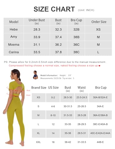 Women's Open Back Tee Workout Crop Top Yoga Built in Bra Light Compression Cream Feeling Crew Neck Gym T Shirts