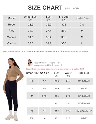 ENERBLOOM Long Sleeve Crop Tops for Women Workout Yoga Shirts Slim Fitted Cream Feeling U Neck Cropped Athletic Gym Tee Coffee Medium