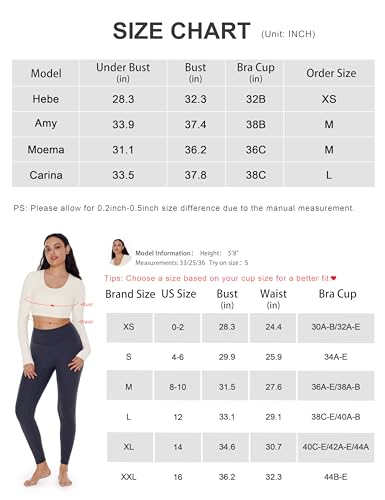 ENERBLOOM Long Sleeve Crop Tops for Women Workout Yoga Shirts Slim Fitted Cream Feeling U Neck Cropped Athletic Gym Tee Coffee Medium